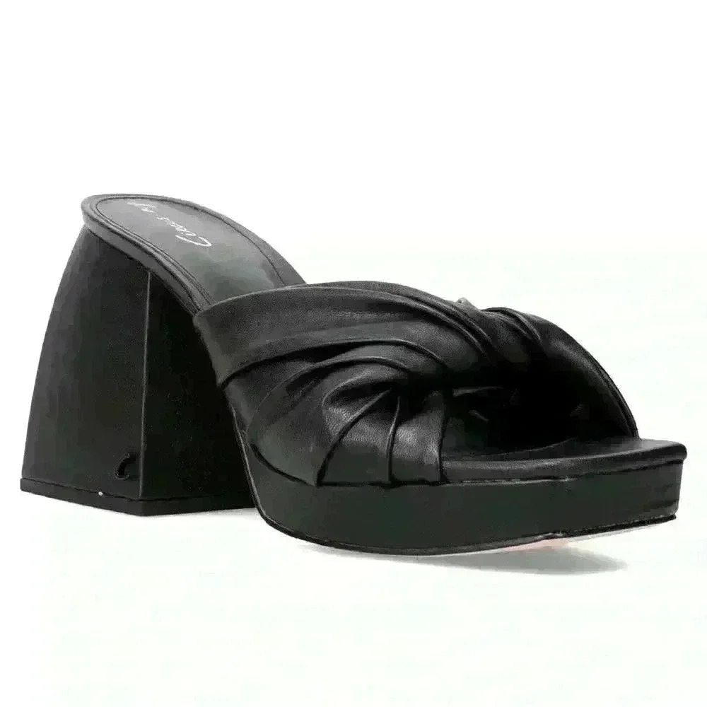 Circus NY by Sam Edelman Black Women Marianna Chunky Heeled Sandal Size 7.5 NWOB